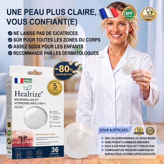 【🔥 Dernier jour : -70 % 🔥】🇫🇷 𝐇𝐞𝒂𝒍𝗿𝗶𝙯𝙚® Patch 2-en-1 à micro-aiguilles & hydrocolloïde | Aide à réduire l’apparence des grains de beauté, verrues, acné et étiquettes cutanées | Patchs invisibles visage & corps.